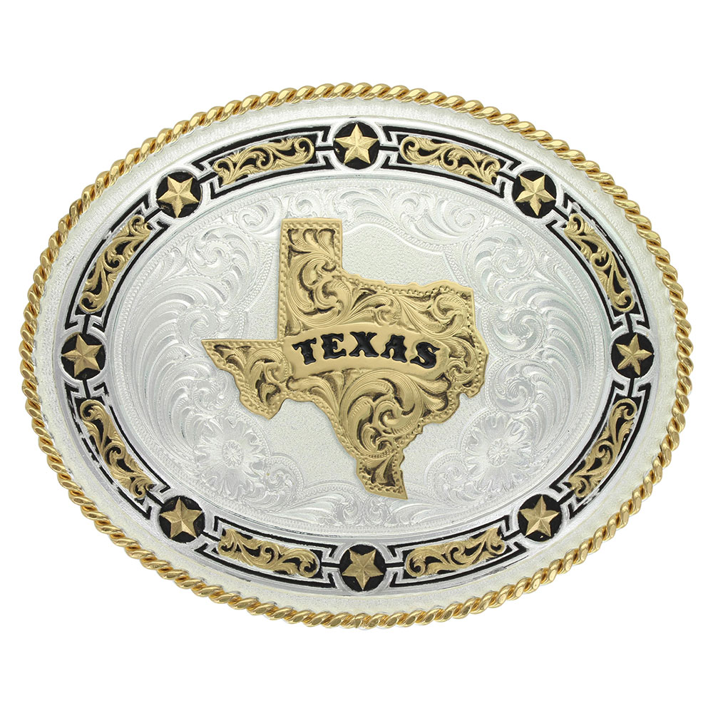 Star Links Western Belt Buckle with State of Texas