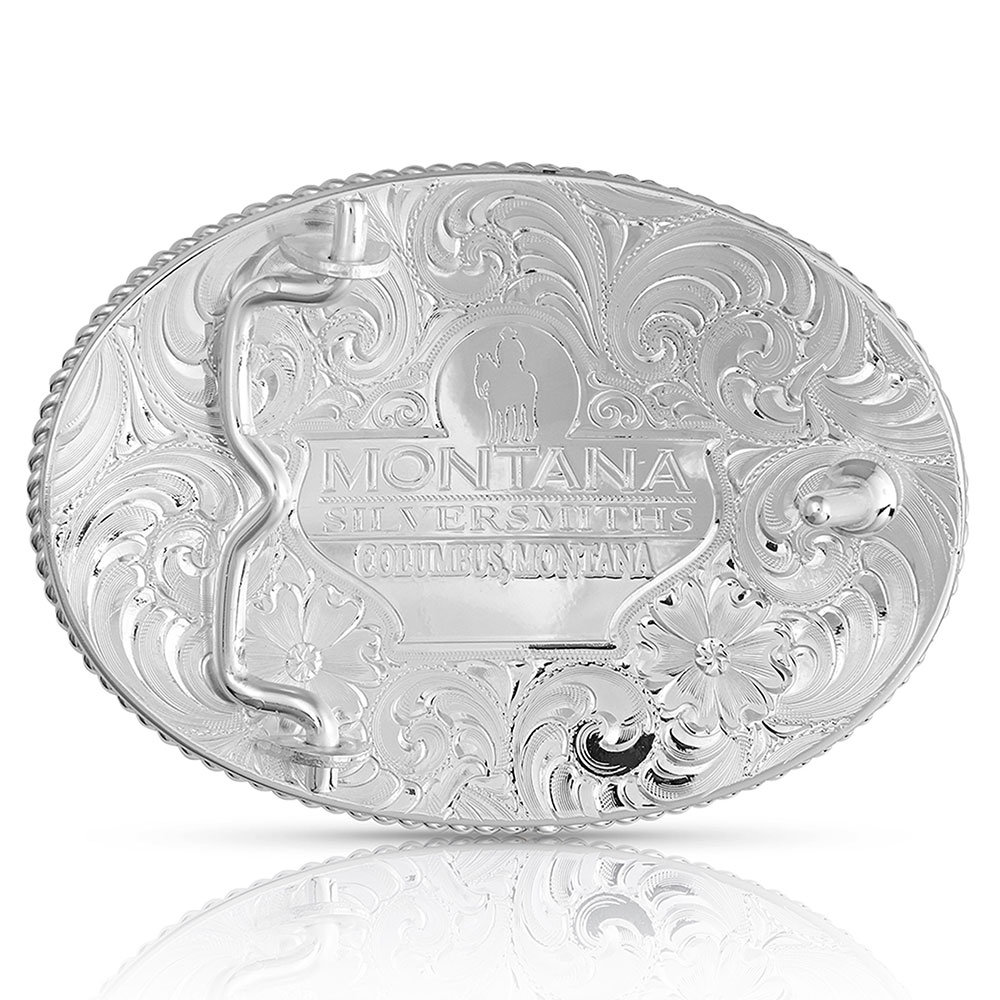 Gold Rope Trimmed Engraved Buckle with Bull Rider