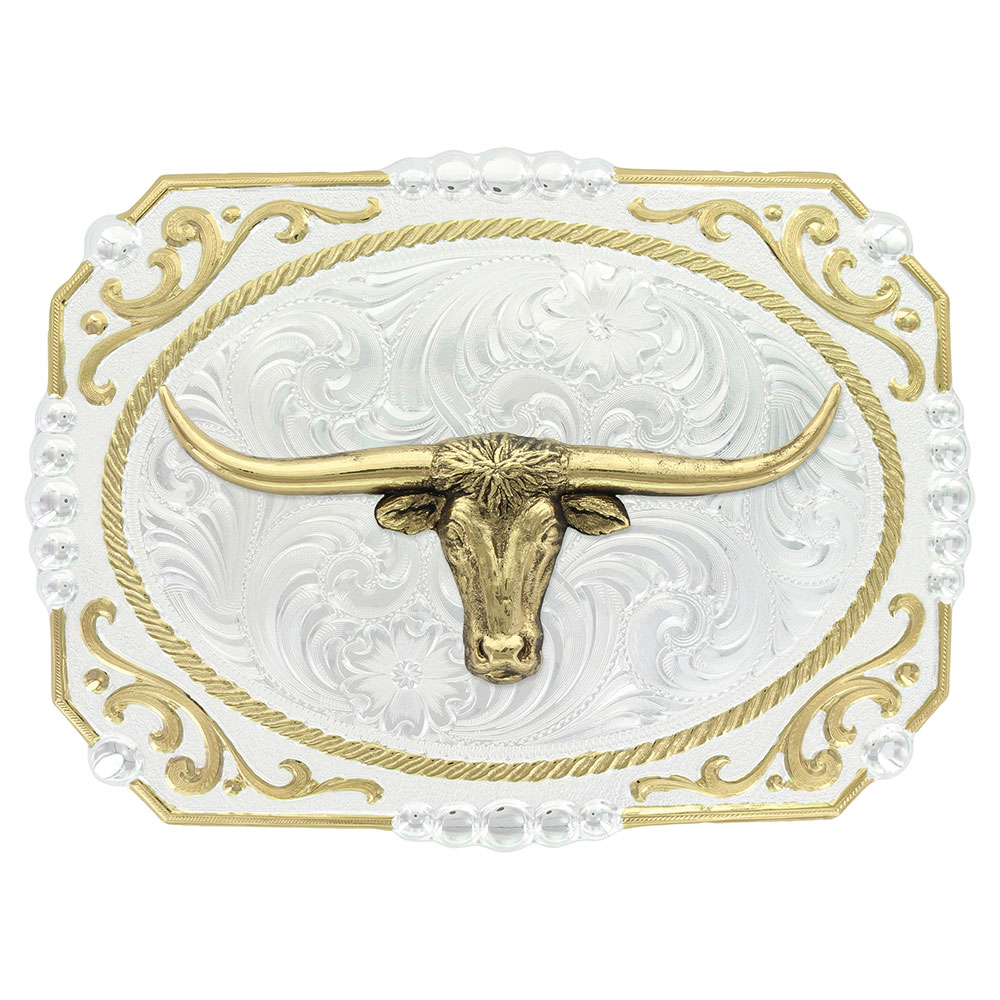 Two-tone Cowboy Cameo Buckle with Longhorn