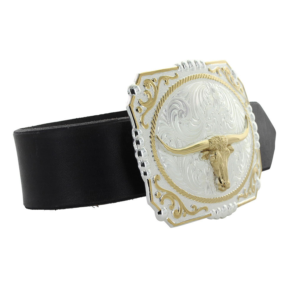 Two-tone Cowboy Cameo Buckle with Longhorn