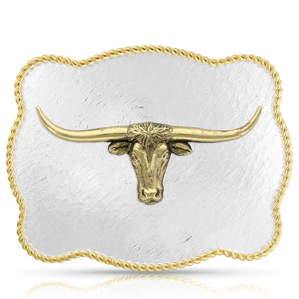 Montana Silversmiths Longhorn Silver Western Belt Buckle 61028