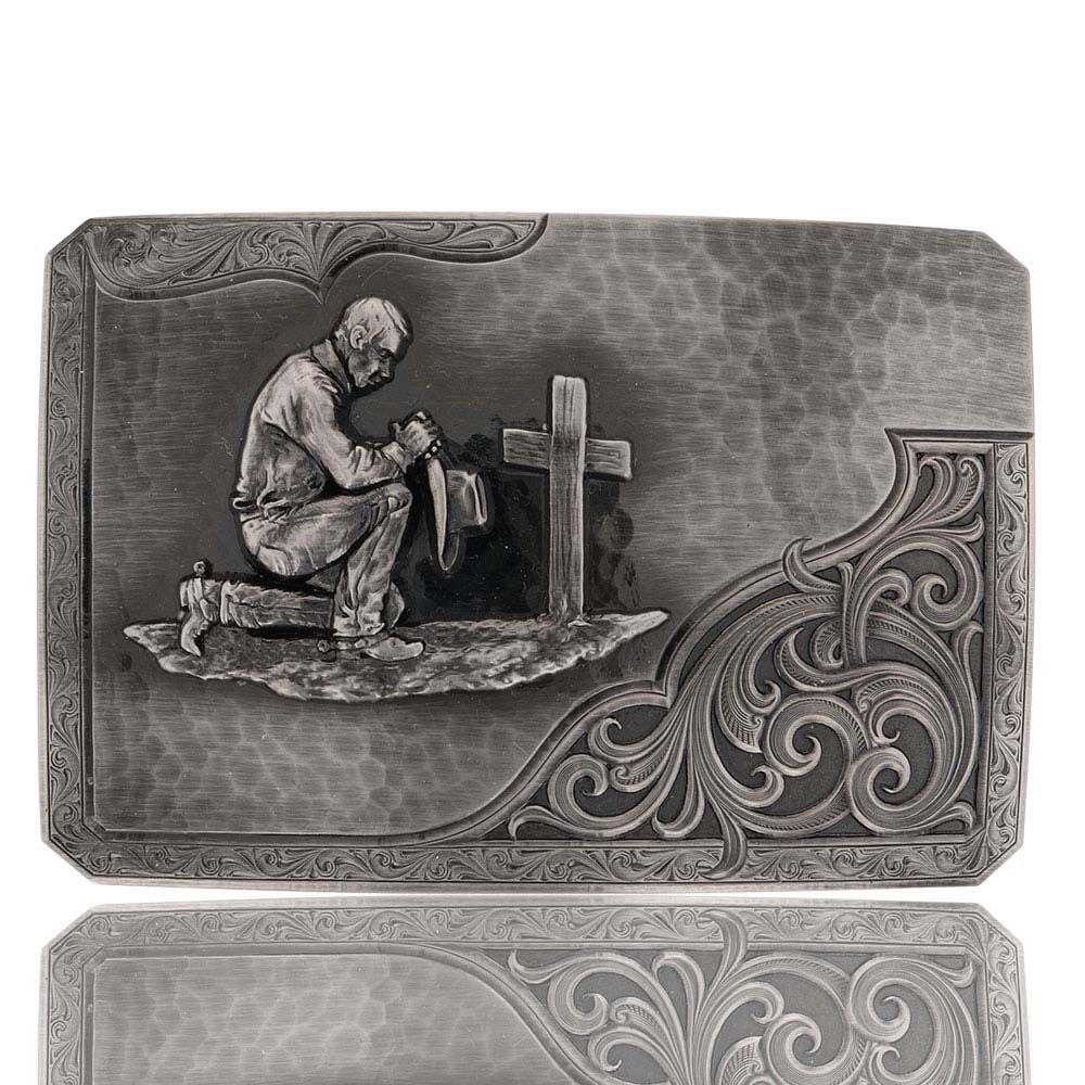 Stormy Rough Out with Praying Cowboy Buckle
