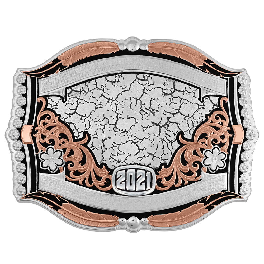 Cracked Earth Rose Trophy Buckle