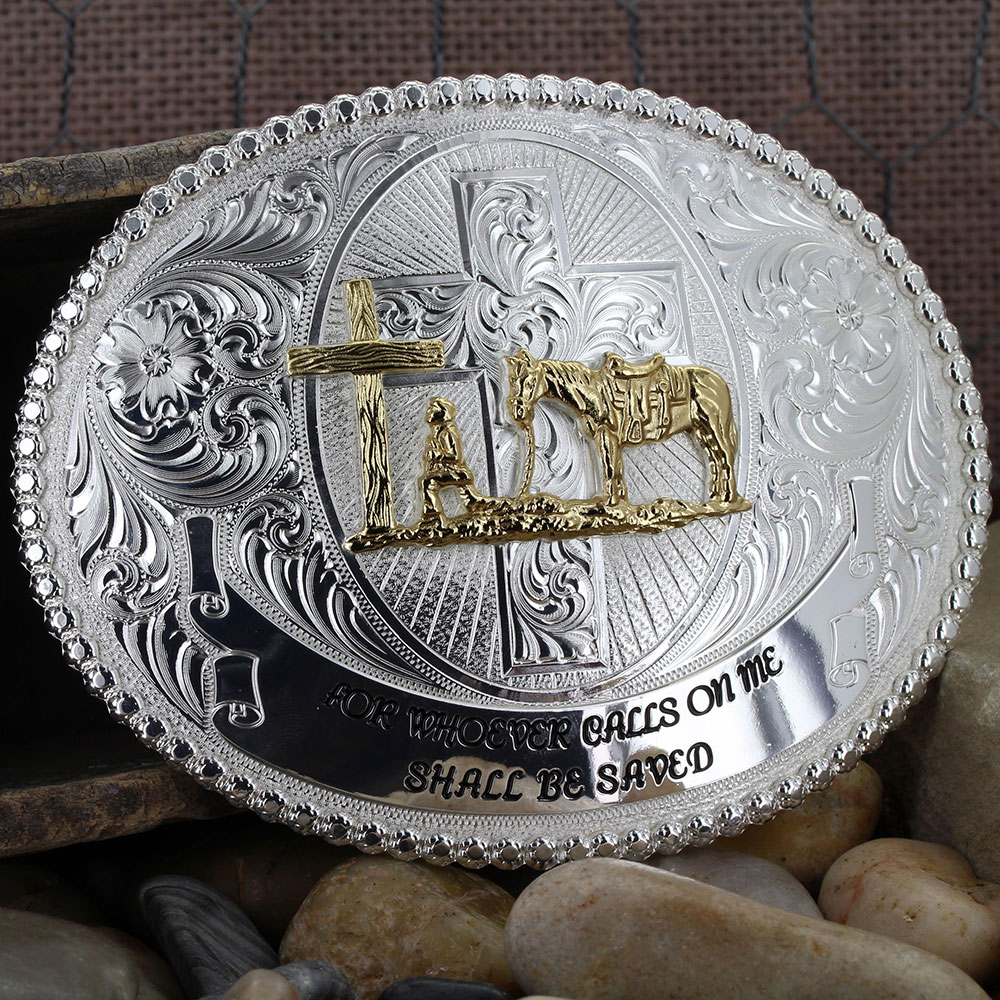 cowboy of faith belt buckle