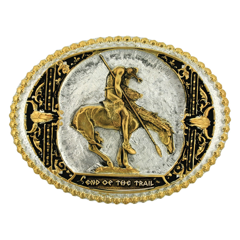 End Of The Trail Two Tone Attitude Belt Buckle Montana Silversmiths
