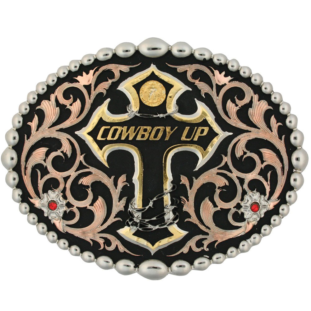 cowboy up belt buckle