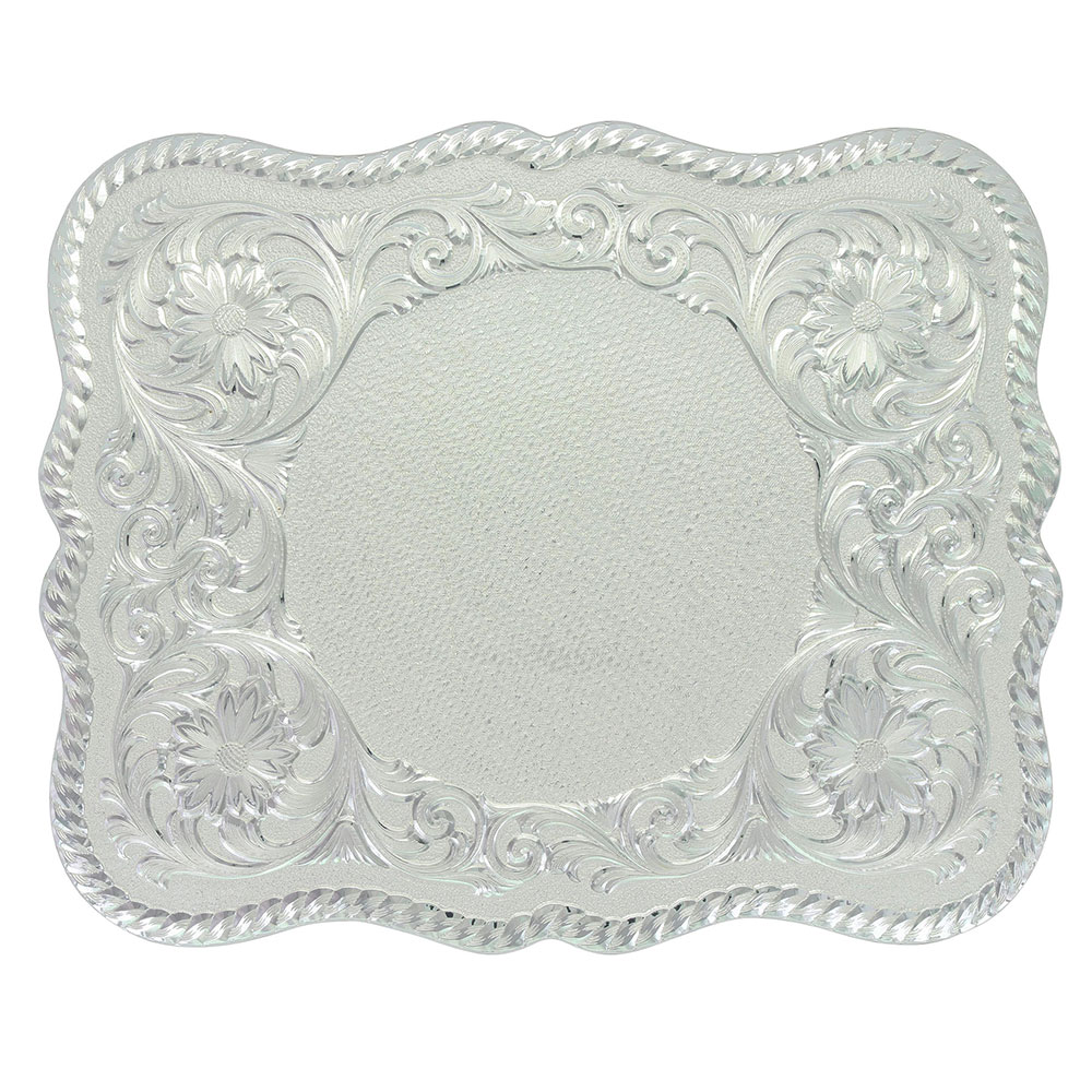 Scalloped Silver Engraved Buckle (4.5