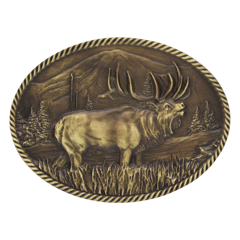 Sculpted Wild Elk Heritage Attitude Buckle