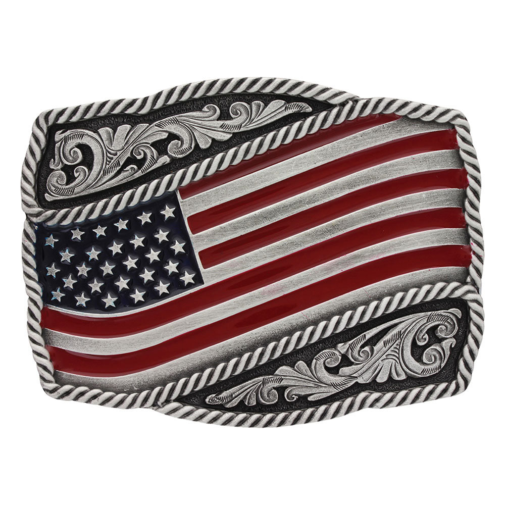 Classic Painted Waving American Flag Attitude Buckle