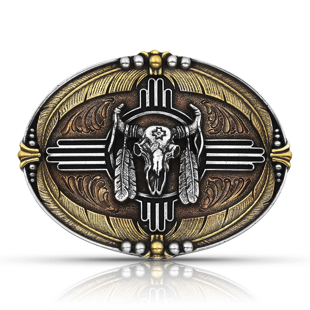 Tri-Color Southwestern Buffalo Attitude Buckle