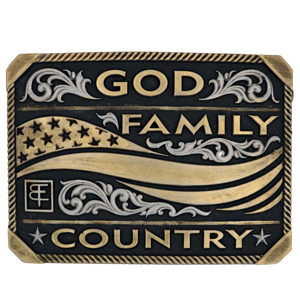 God Family Country Squared Attitude Buckle