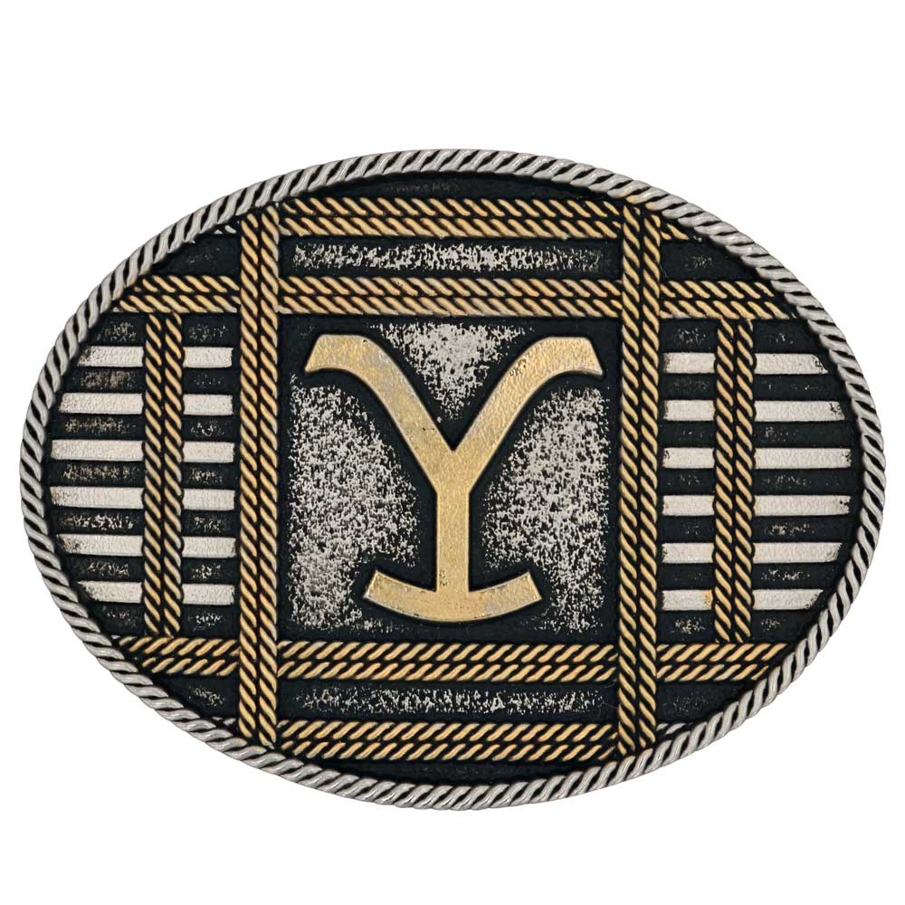 The Yellowstone Y Squared Up Oval Belt Buckle