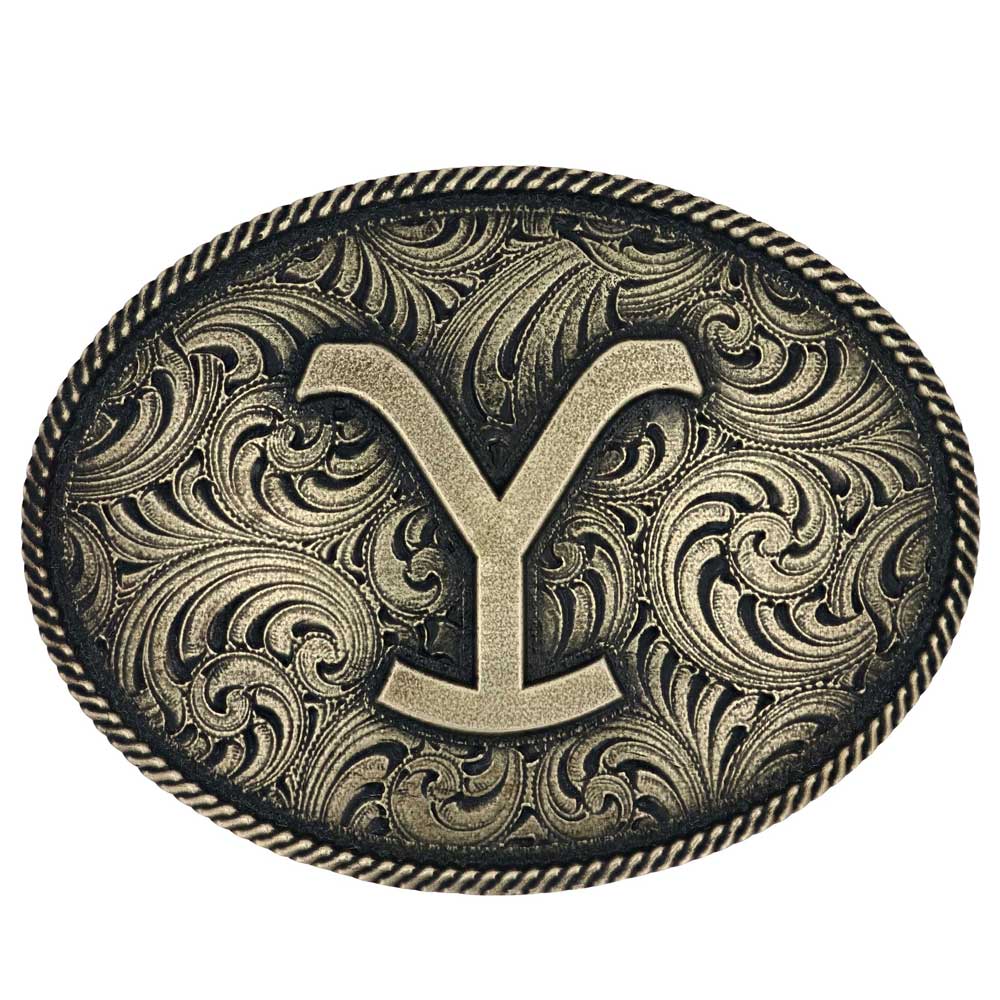 The Yellowstone Y Filigree Oval Belt Buckle