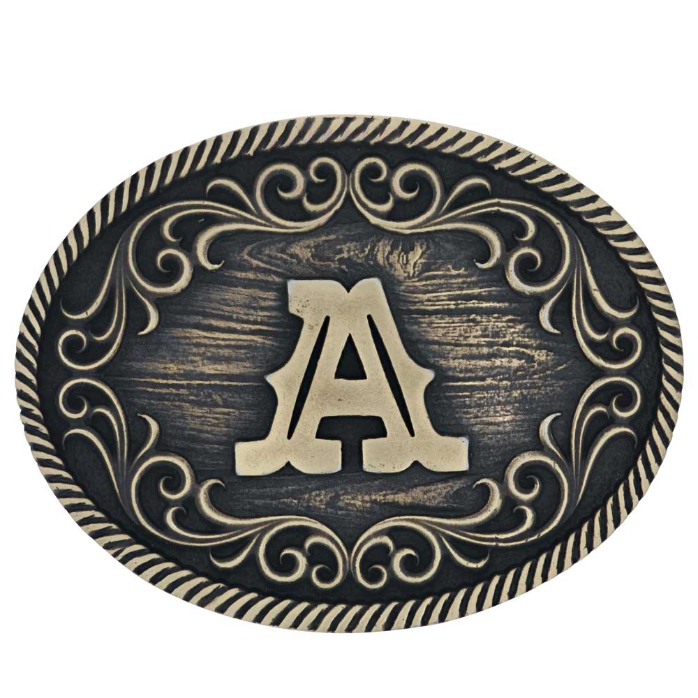 Classic Western Two-Tone Initial Belt Buckle