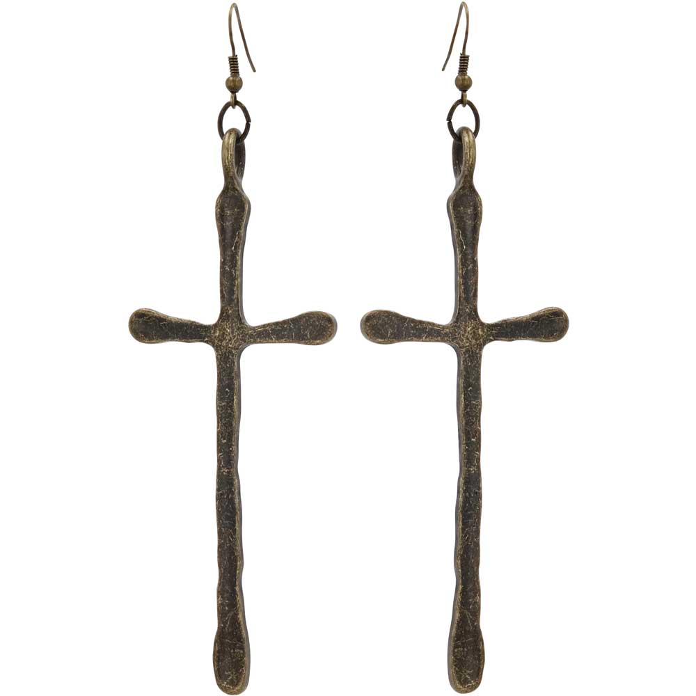 Bronze Cross Attitude Earrings