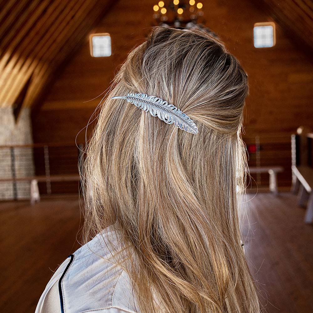 Antiqued Montana Feather Barrette