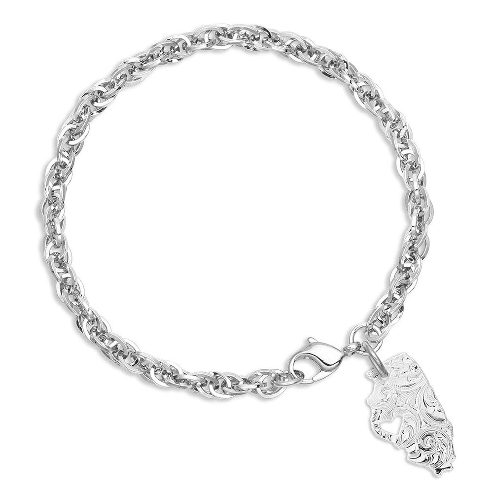 I Heart Illinois State Charm Bracelet
