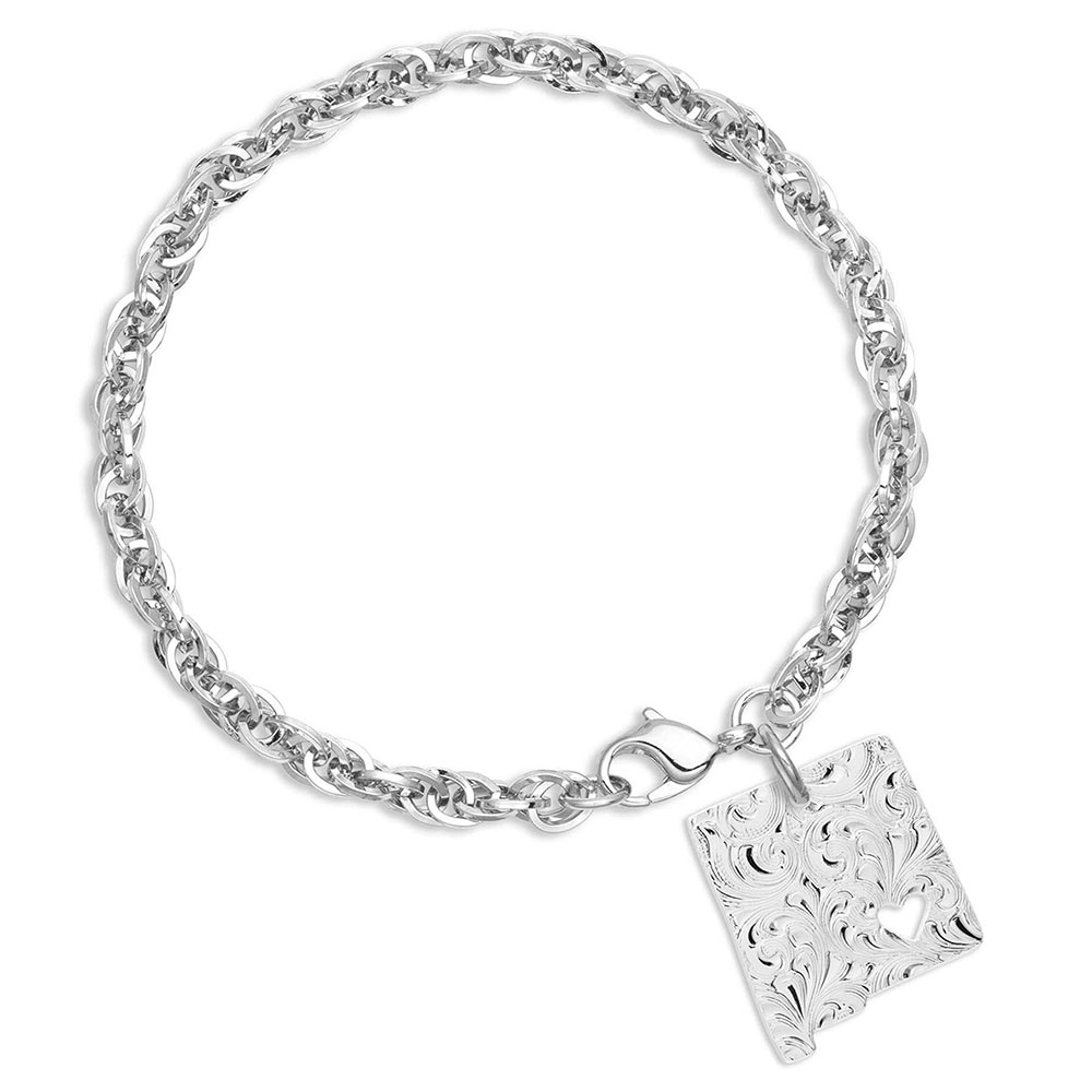 I Heart New Mexico State Charm Bracelet Montana Silversmiths I Heart New Mexico State Charm Bracelet