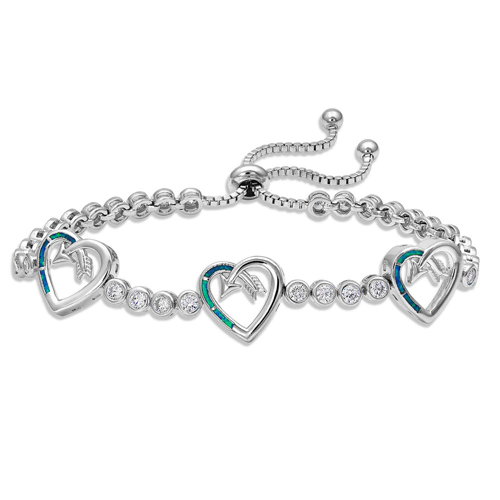 Opal Heart Bolo Bracelet