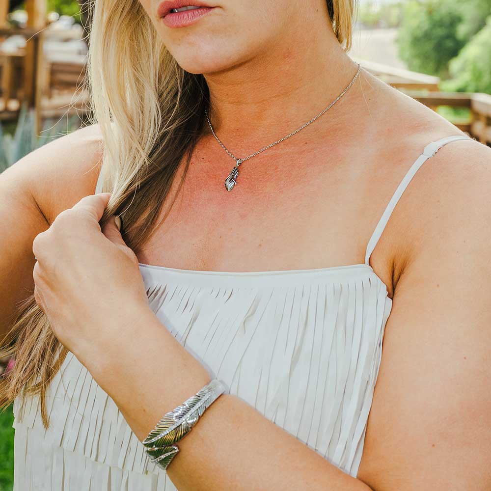 Wrapped Within Crystal Feather Bracelet