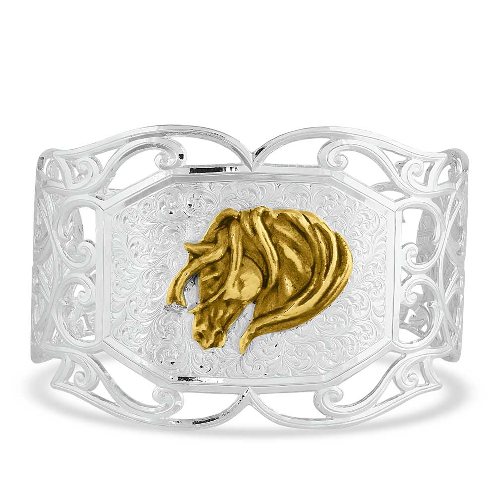 Wide Open Spaces Filigree Cuff Bracelet With Horse Head