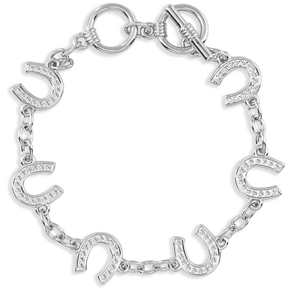 Crystal Clear Lucky Horseshoe Link Bracelet