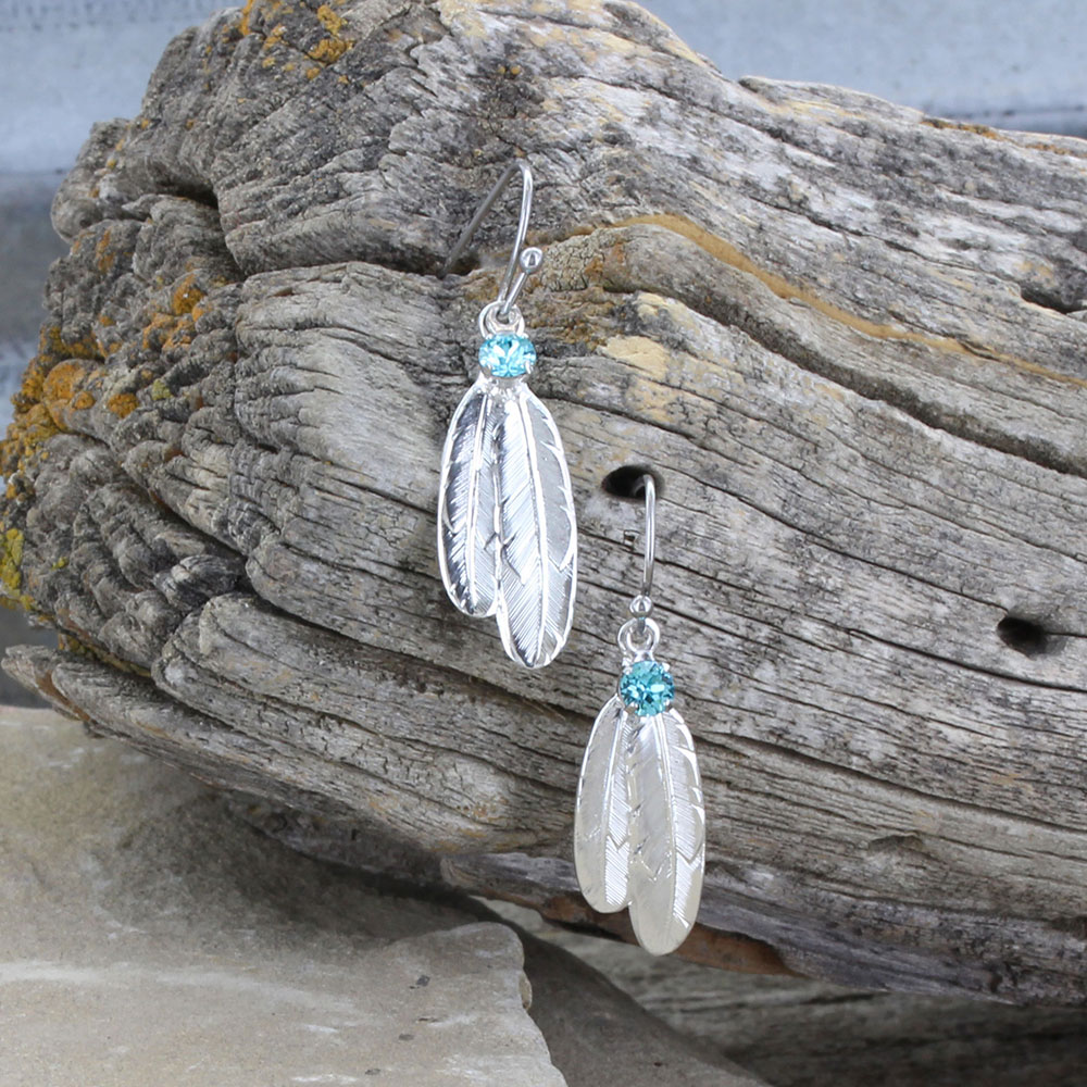 Small Double Feather Earrings