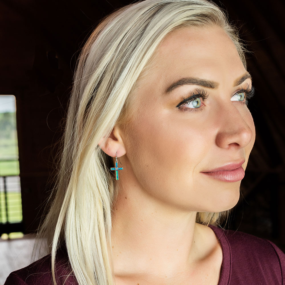 River of Lights Opal Cross Earrings