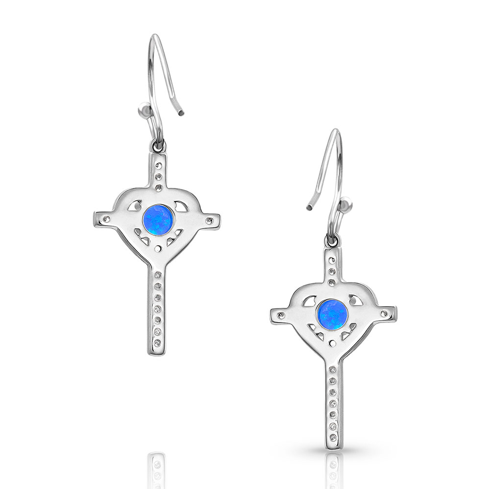Heart of Faith Opal Cross Earrings