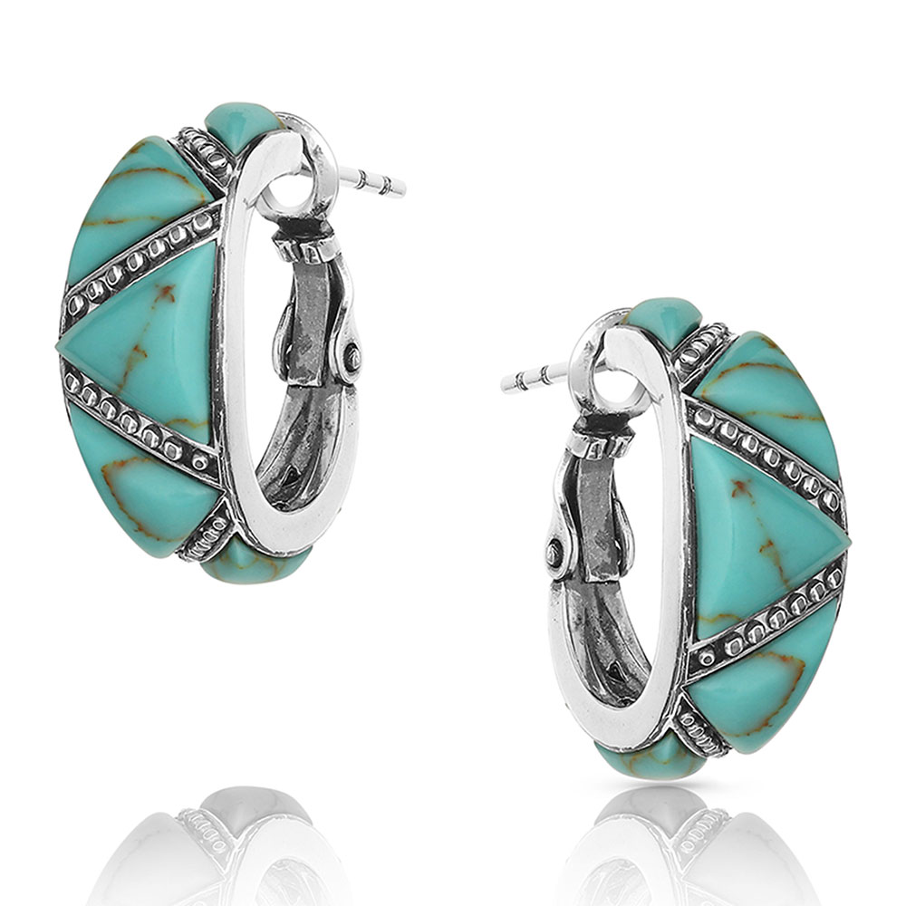 Turquoise Wedge Hoop Earrings