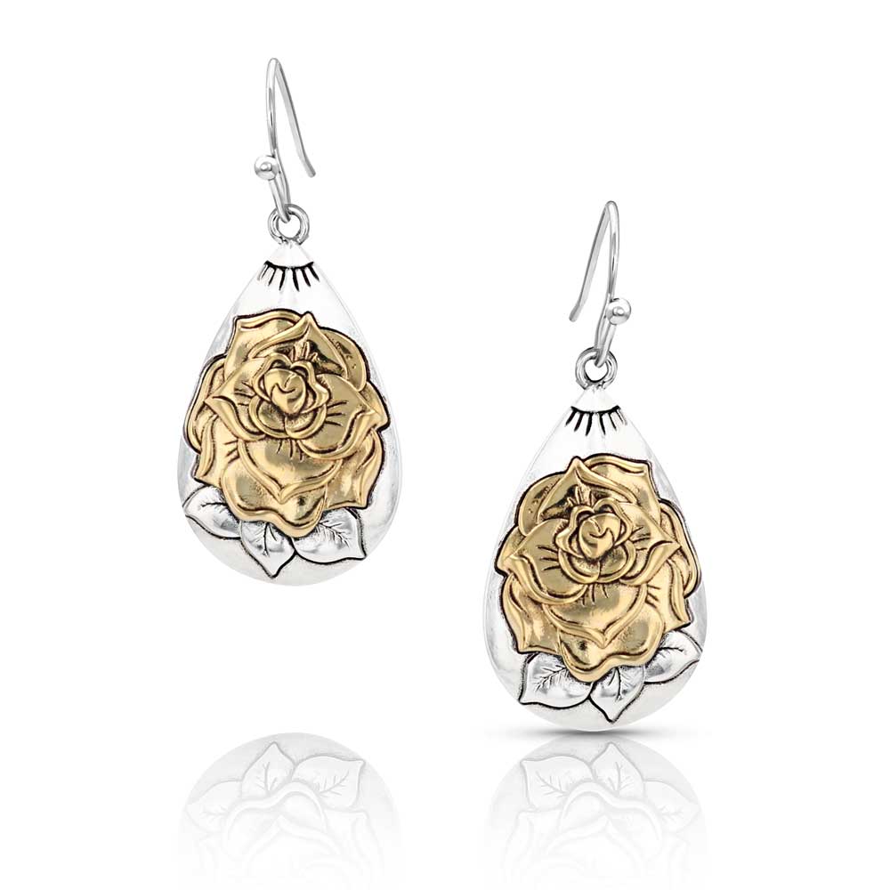 Emerging Rose Teardrop Silver Earring