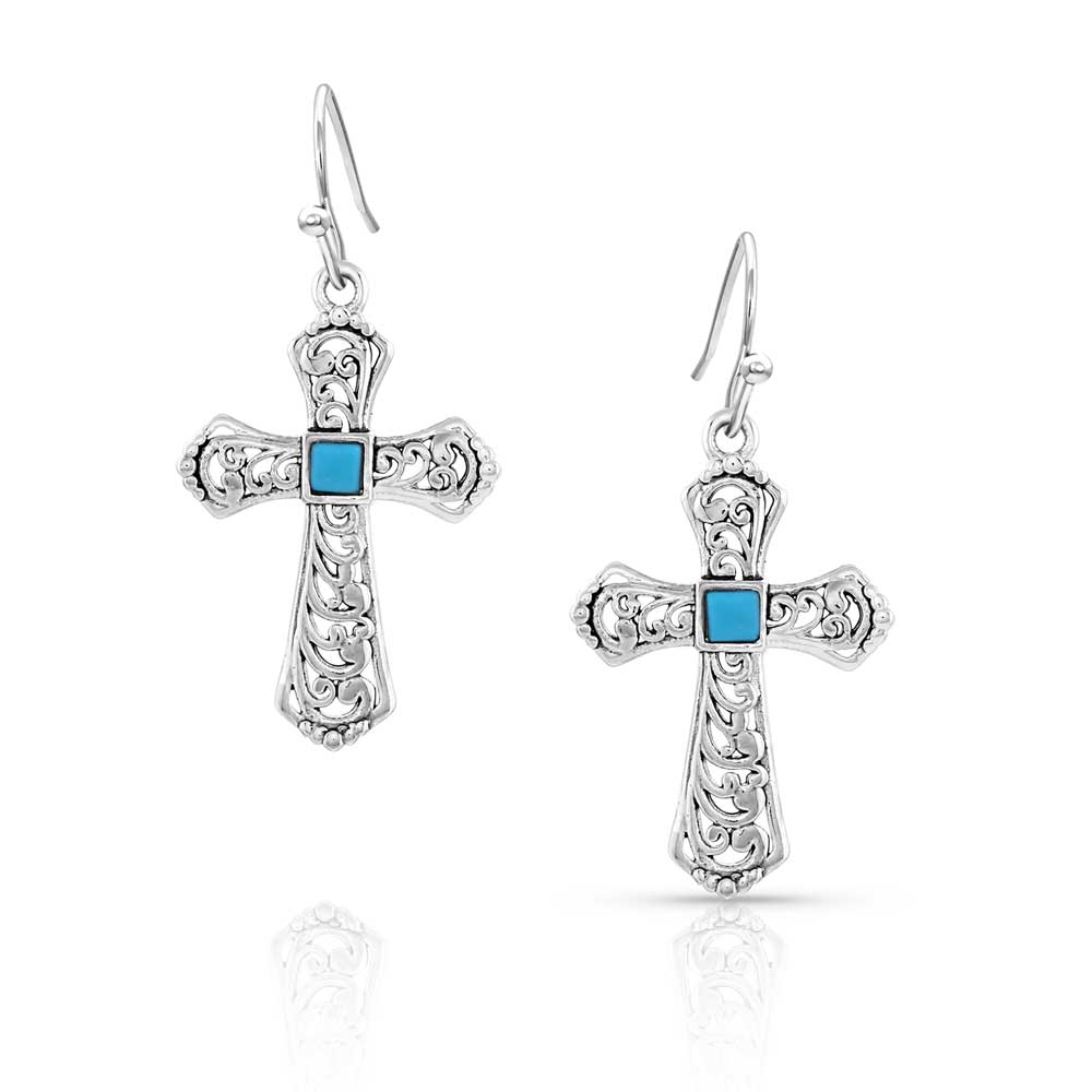 Cathedral Curves Silver Cross Earrings
