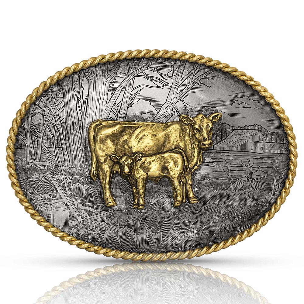 Pastoral Scene with Cow & Calf Buckle