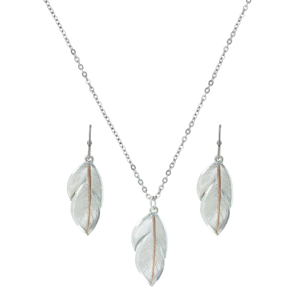 Two Tone Inner Feather Jewelry Set