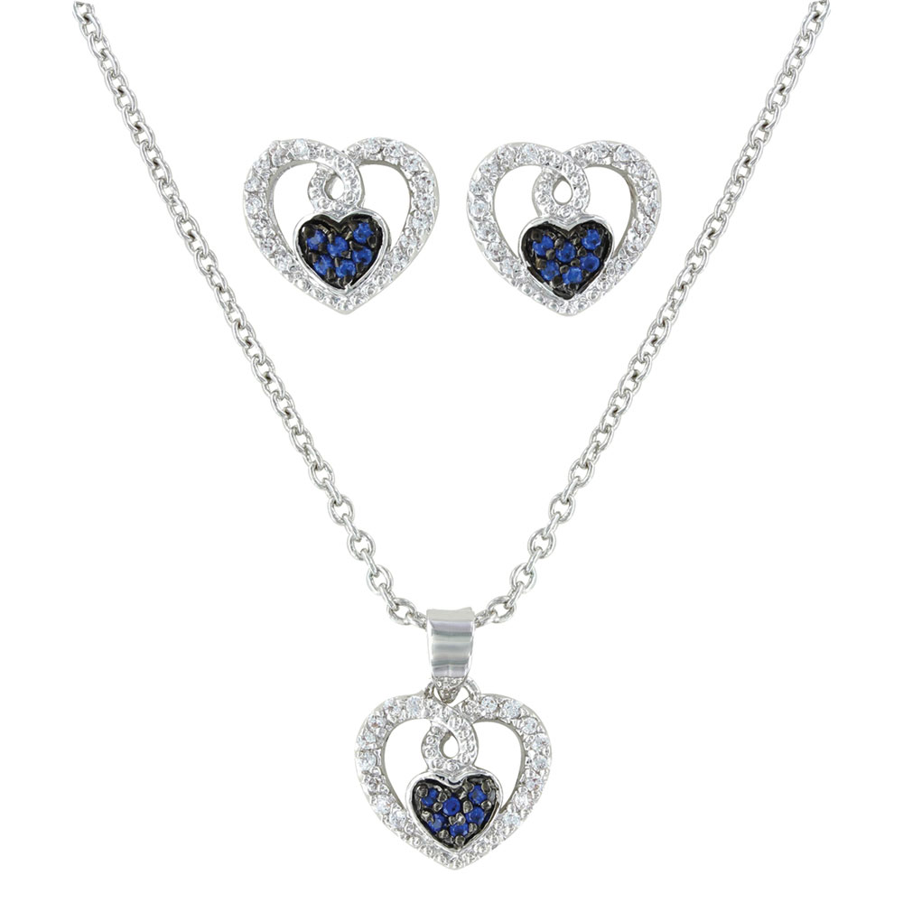 Curlicued Cerulean Heart Jewelry Set