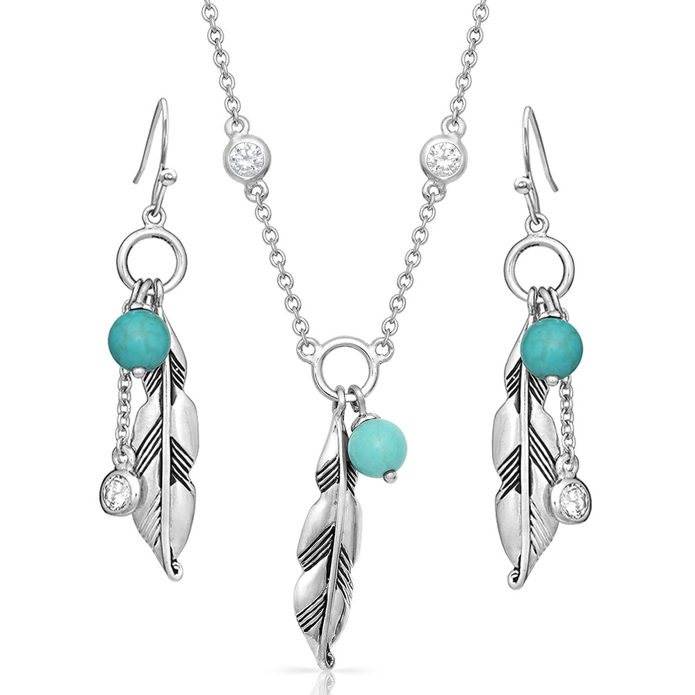 Charming Feather & Turquoise Jewelry Set