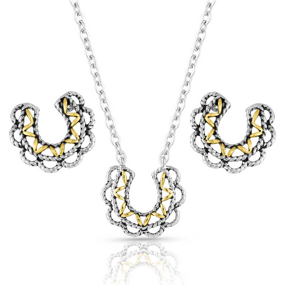 Lucky Montana Gold Horseshoe Jewelry Set