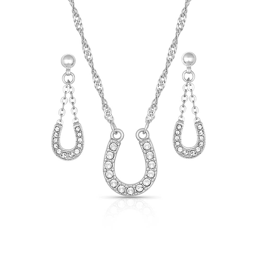 Crystal Clear Lucky Horseshoe Jewelry Set