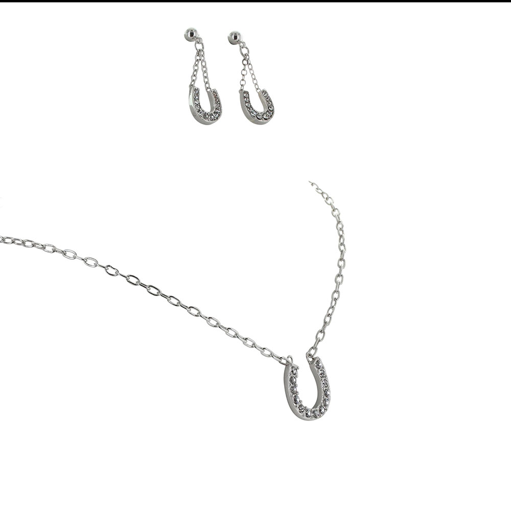 Crystal Clear Lucky Horseshoe Jewelry Set