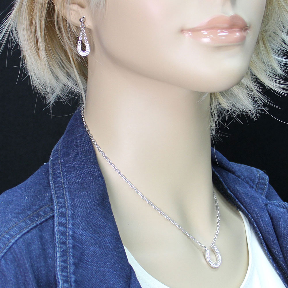 Crystal Clear Lucky Horseshoe Jewelry Set