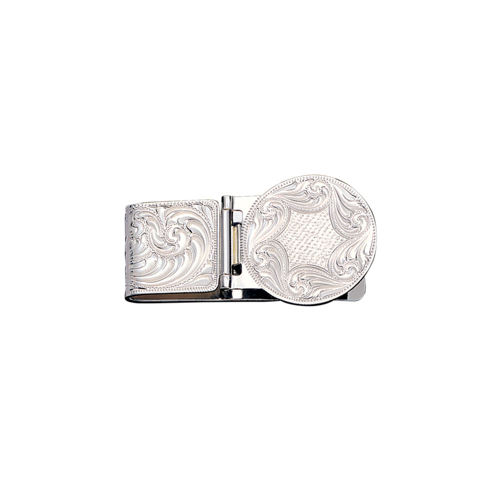 Custom Silver Engraved Hinged Money Clip (2.20