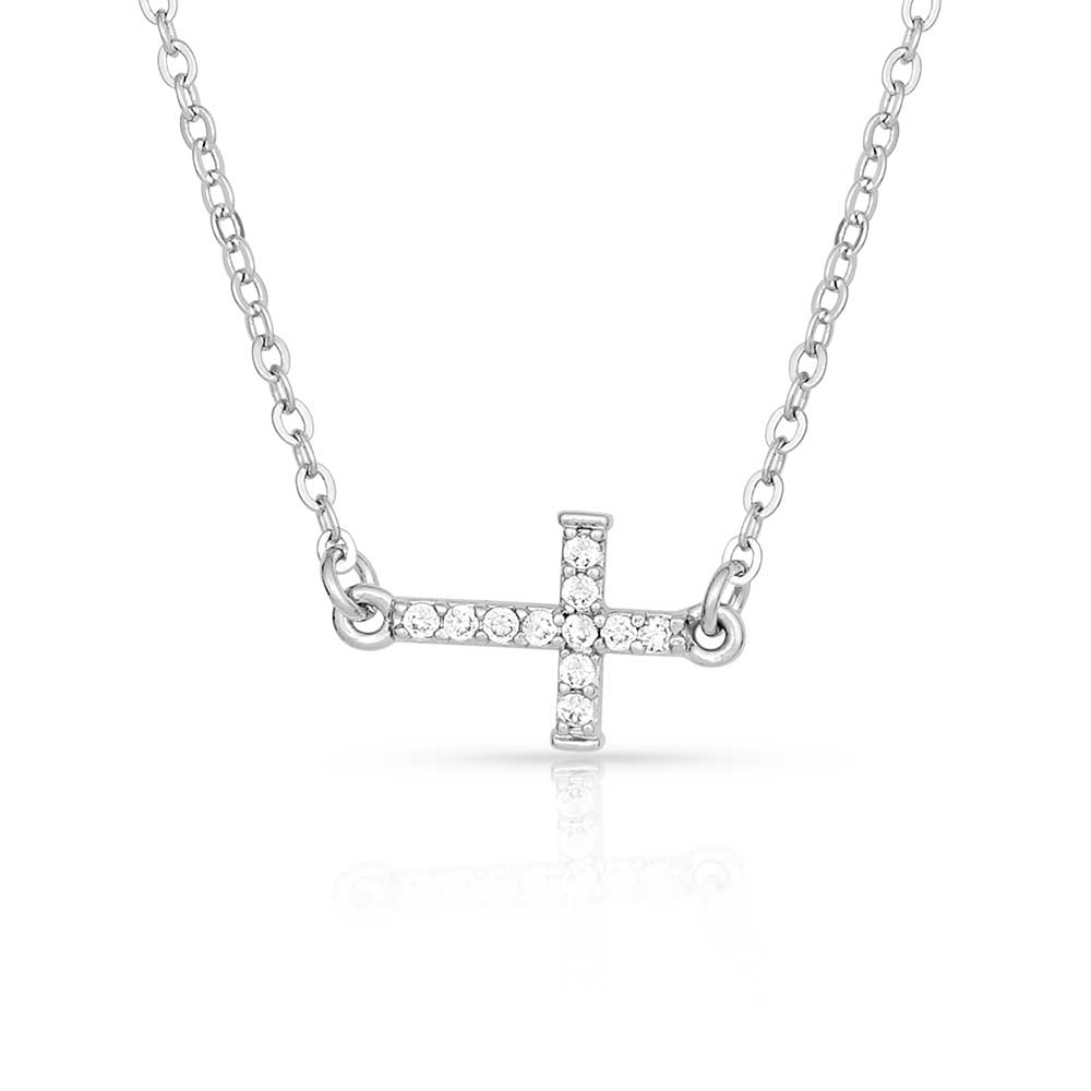 Quiet Faith, Tiny Crystal Cross Choker Necklace