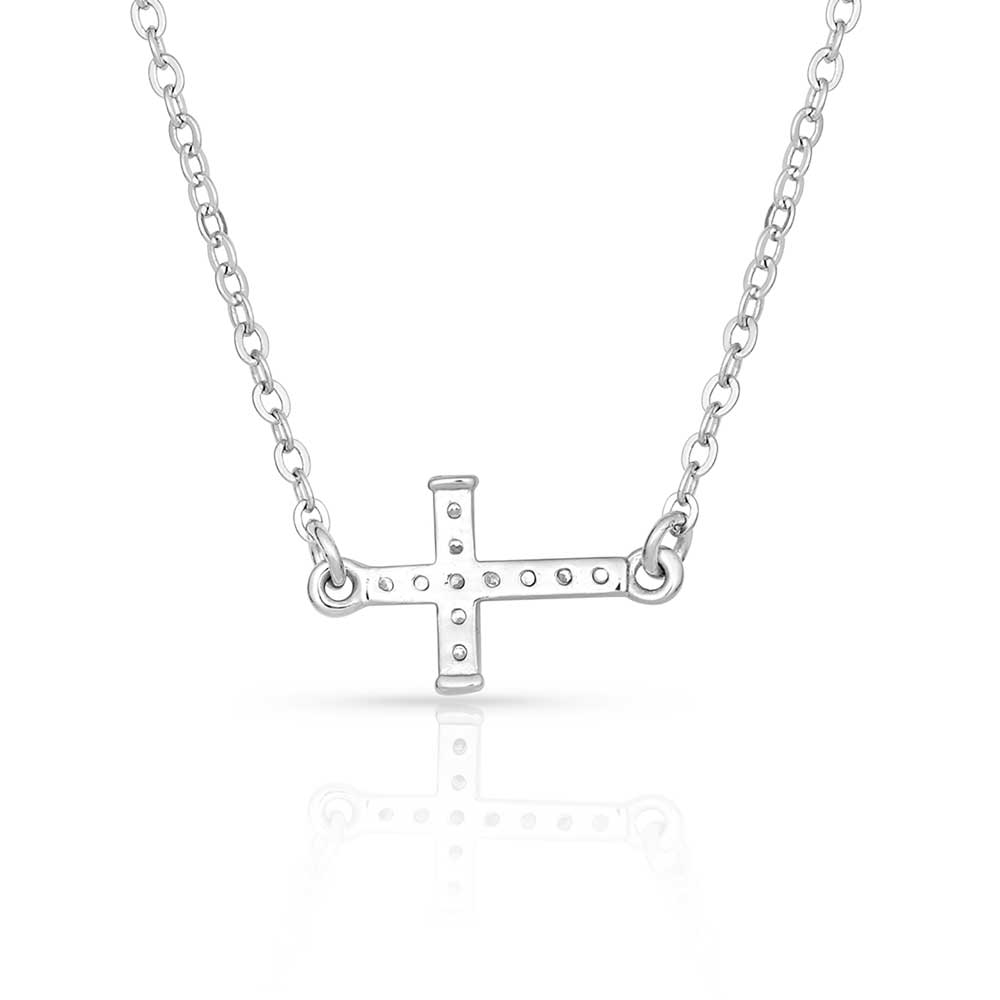 Quiet Faith, Tiny Crystal Cross Choker Necklace