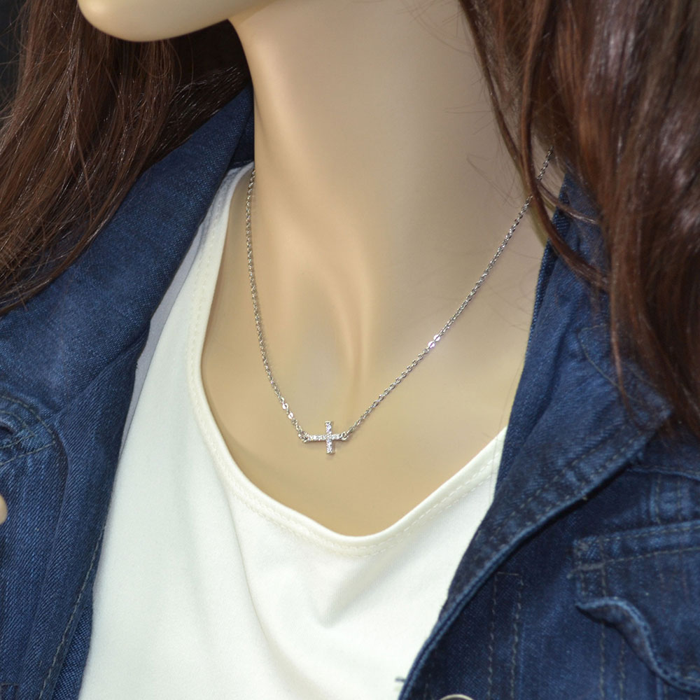 Quiet Faith, Tiny Crystal Cross Choker Necklace