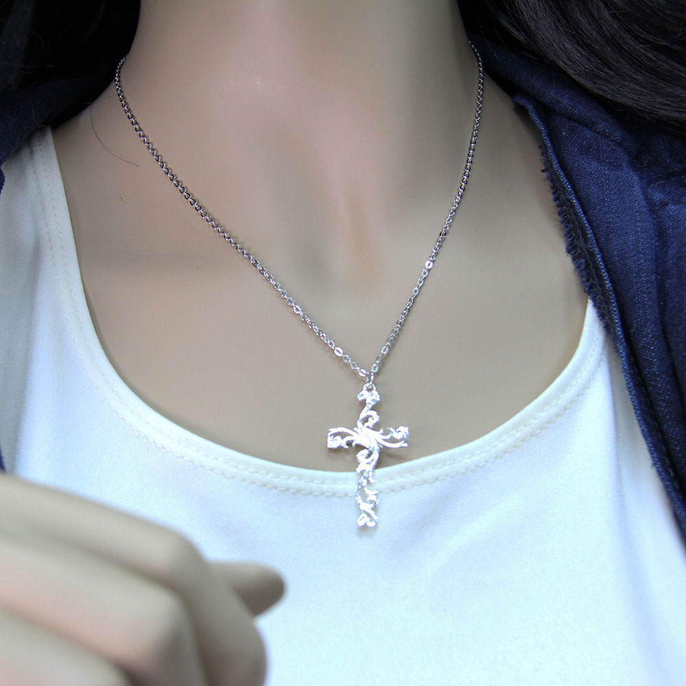 Filigree Silver Cross Necklace