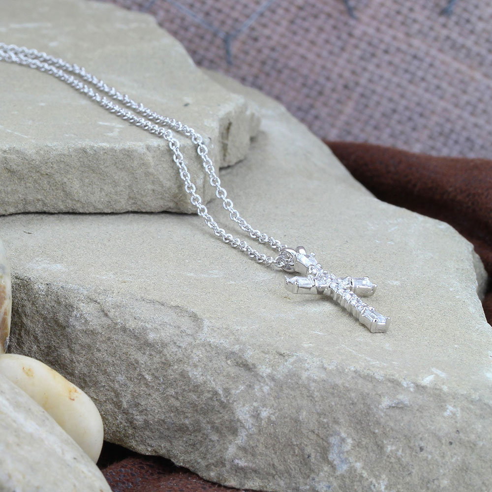 Clear Faith Cross Necklace