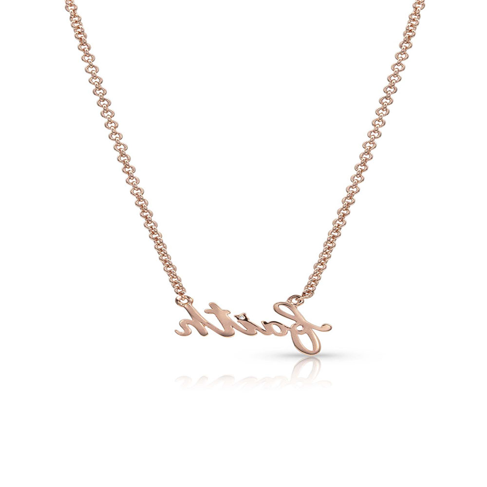 rose gold faith necklace