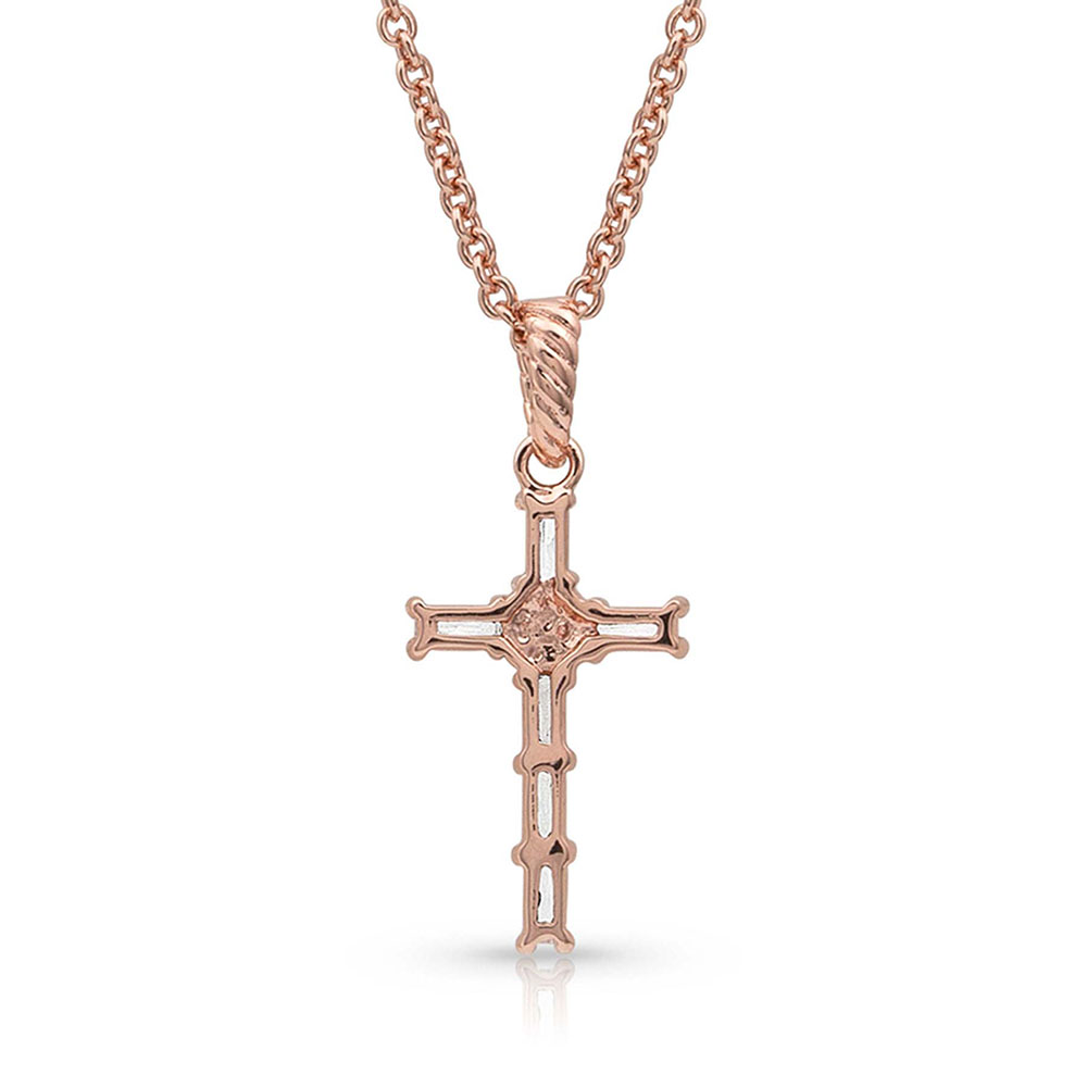 Entwined Rose Gold Brilliant Cross Necklace