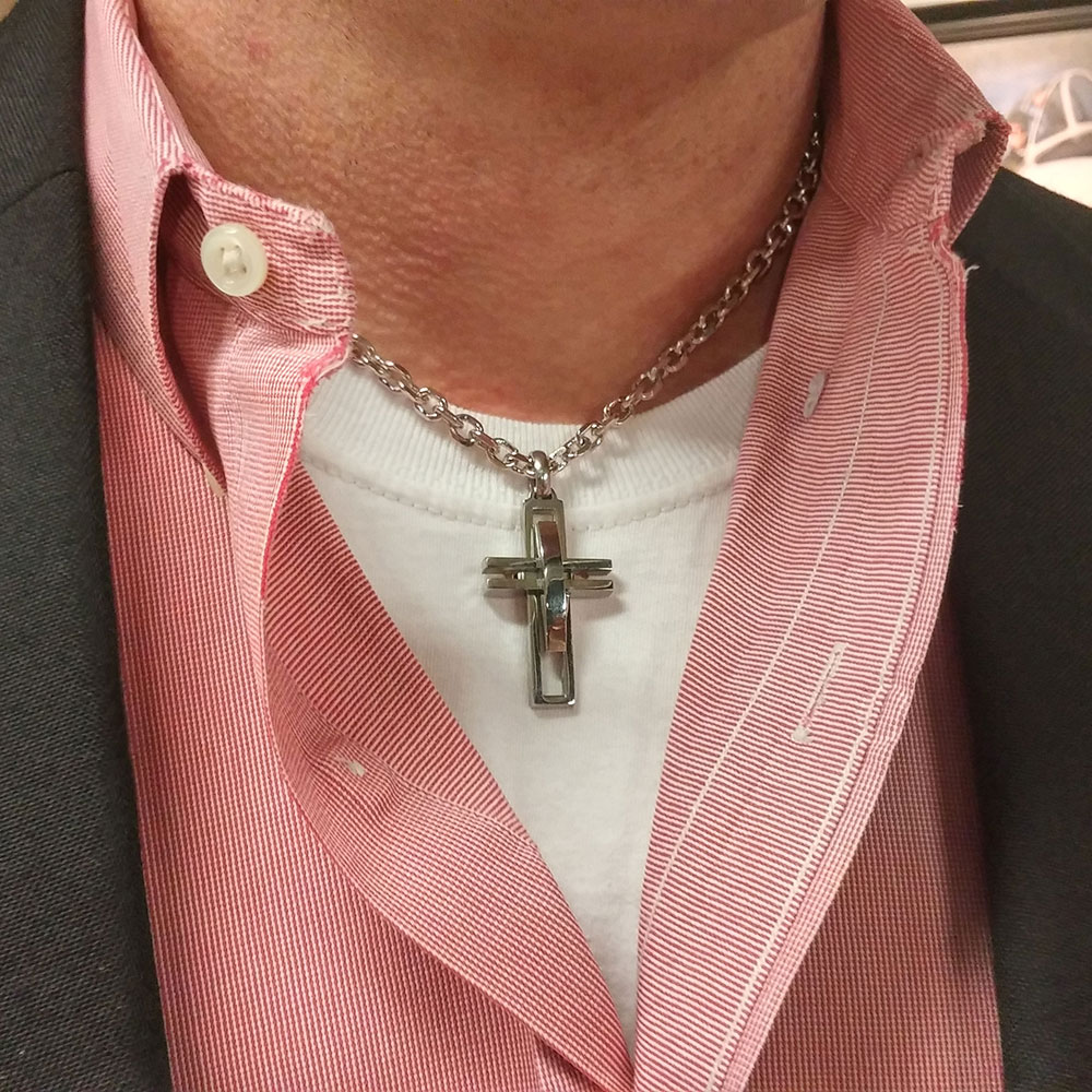 Layered Stainless Steel Cross Necklace