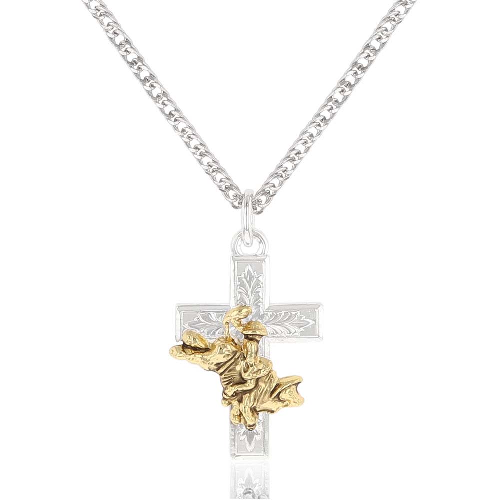 Cross Necklace with Bull rider